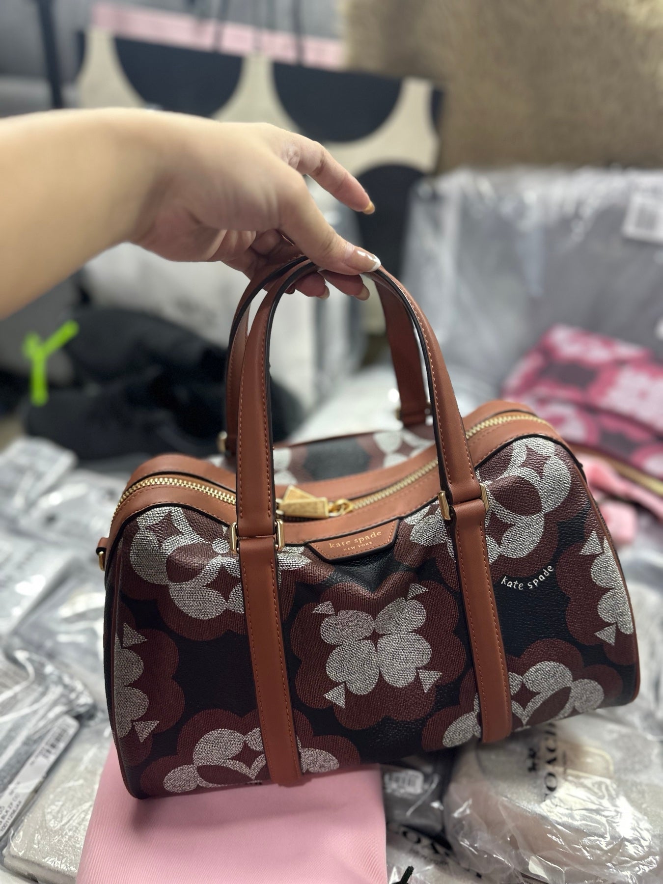 AUTHENTIC/ORIGINAL Preloved KateSpade KS Eleanor Medium Satchel Duffle Bag Brown