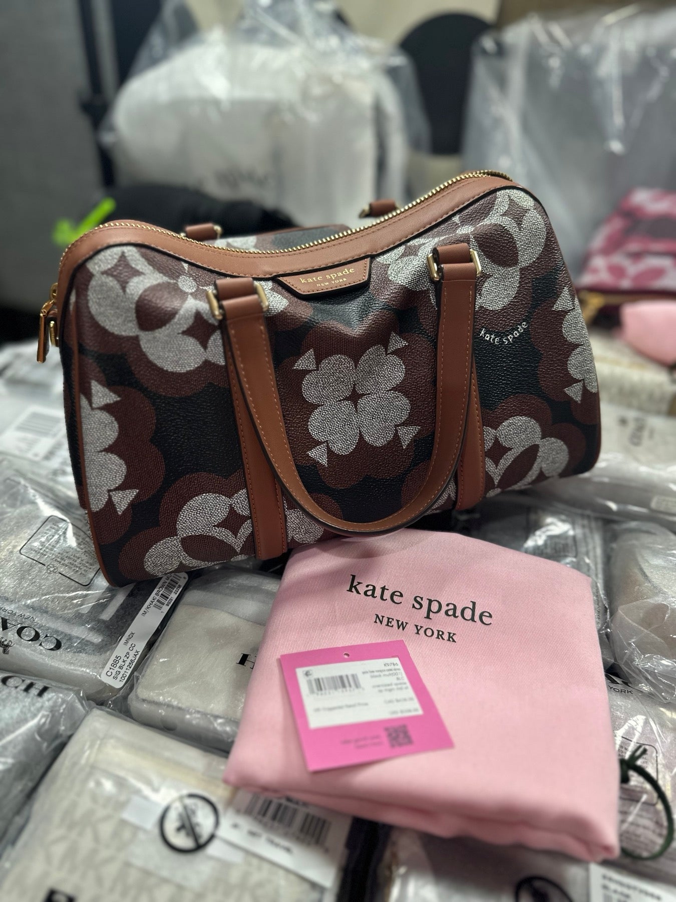 AUTHENTIC/ORIGINAL Preloved KateSpade KS Eleanor Medium Satchel Duffle Bag Brown