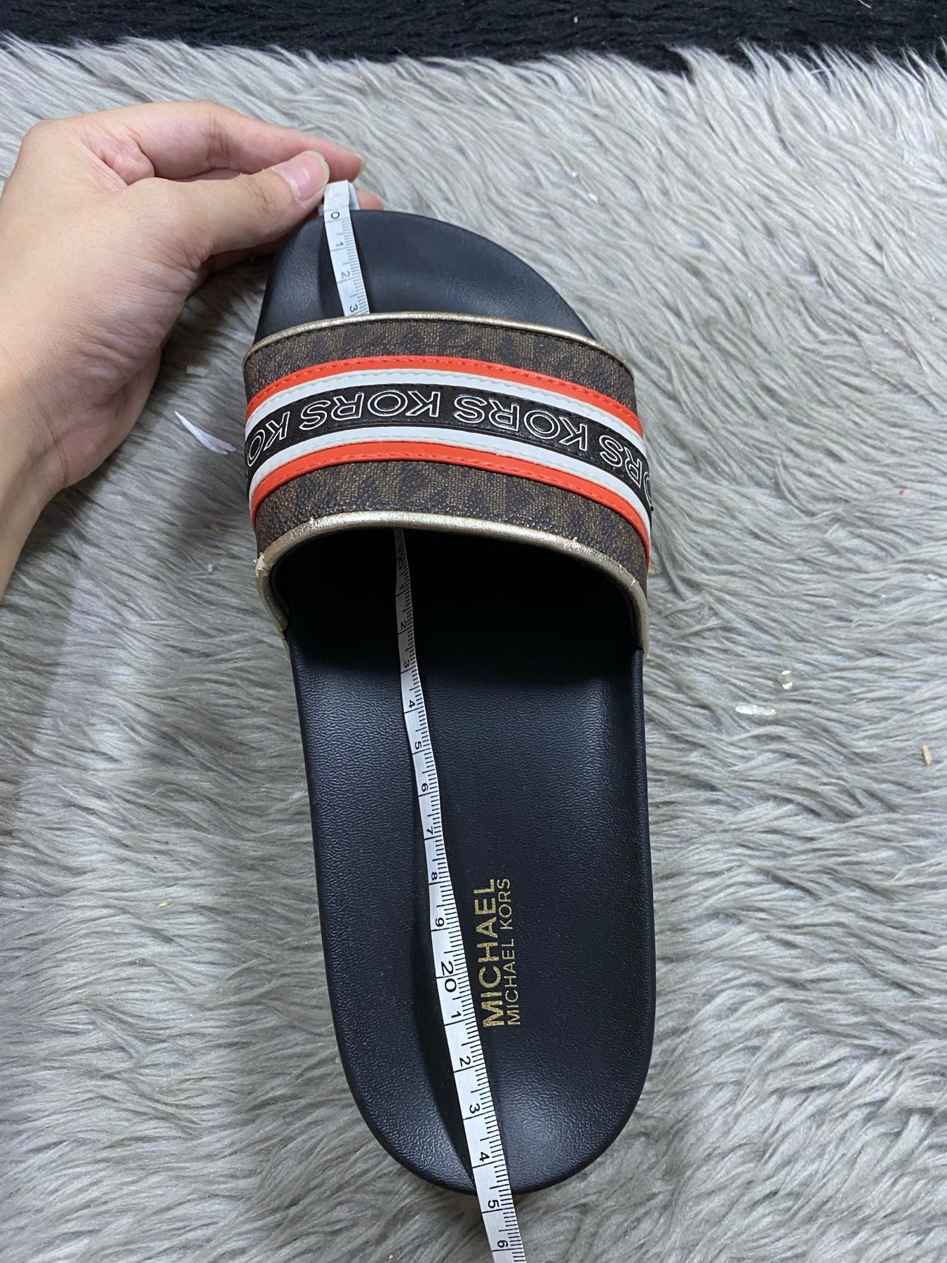 SALE! MK with flaw Tyra Logo Tape Slides Sandals