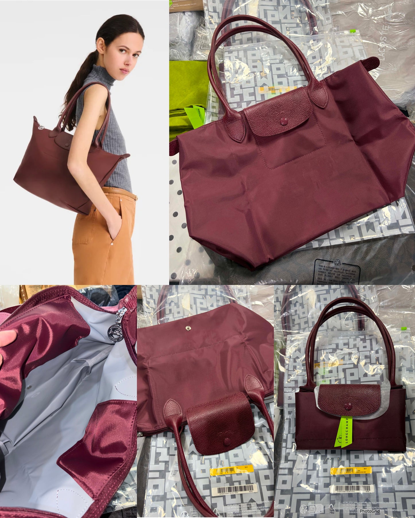 ORIG & IMPORTED Longchamp LC Le Pliage Medium Long Handle Nylon Tote Bag