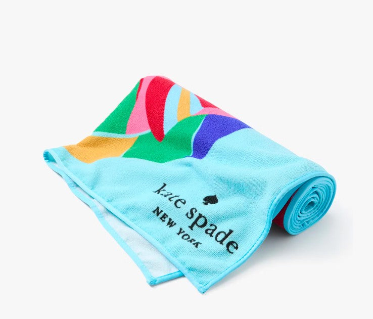 AUTHENTIC/ORIGINAL KateSpade KS Tropical Fish Beach Large Towel Blue