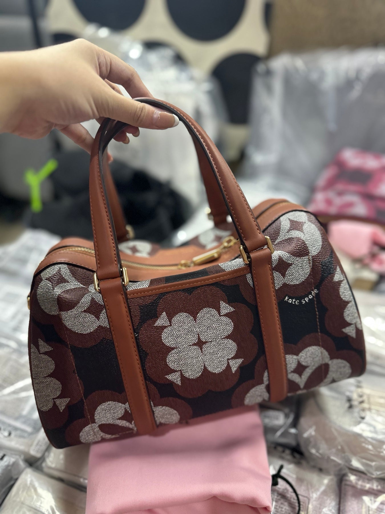AUTHENTIC/ORIGINAL Preloved KateSpade KS Eleanor Medium Satchel Duffle Bag Brown