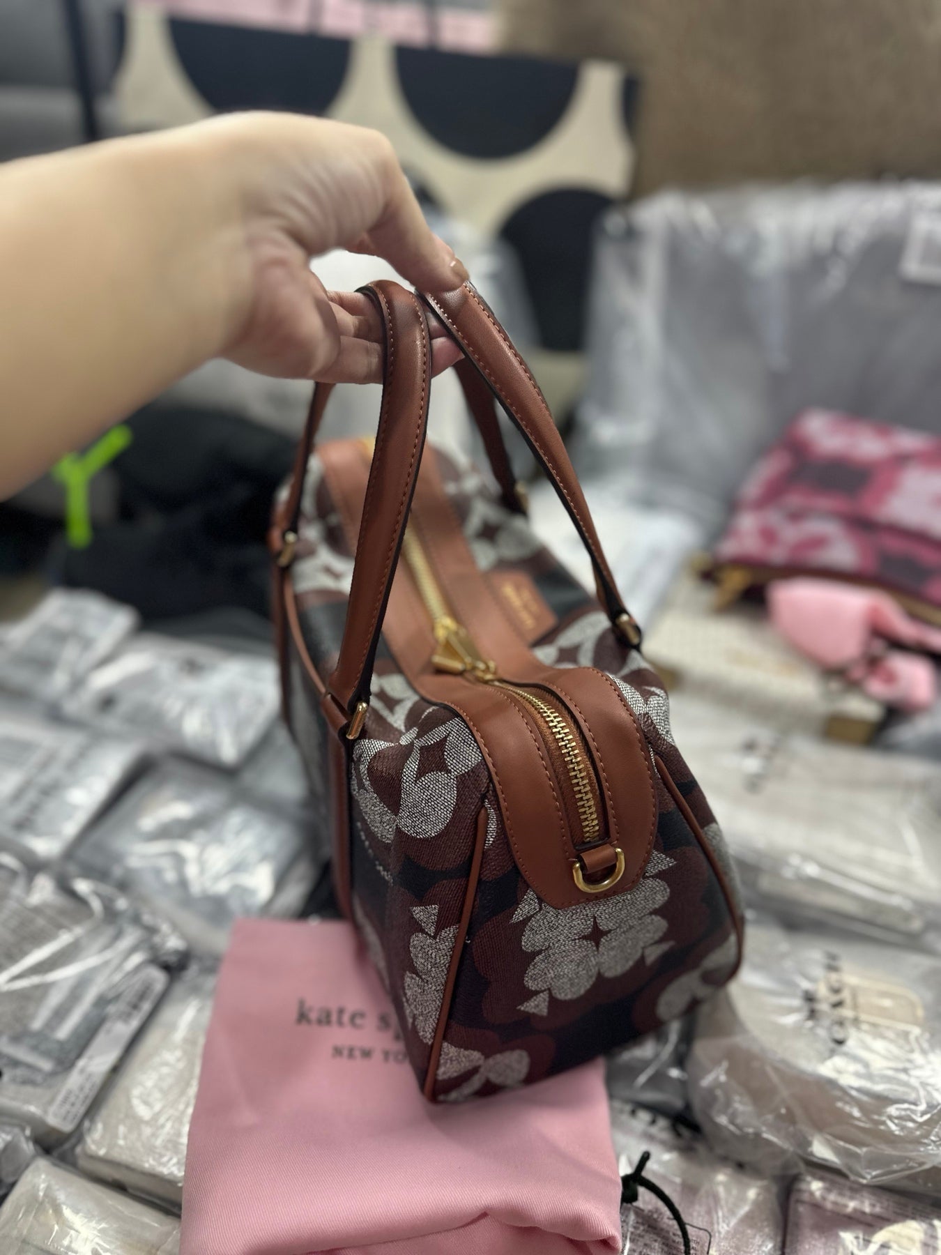 AUTHENTIC/ORIGINAL Preloved KateSpade KS Eleanor Medium Satchel Duffle Bag Brown