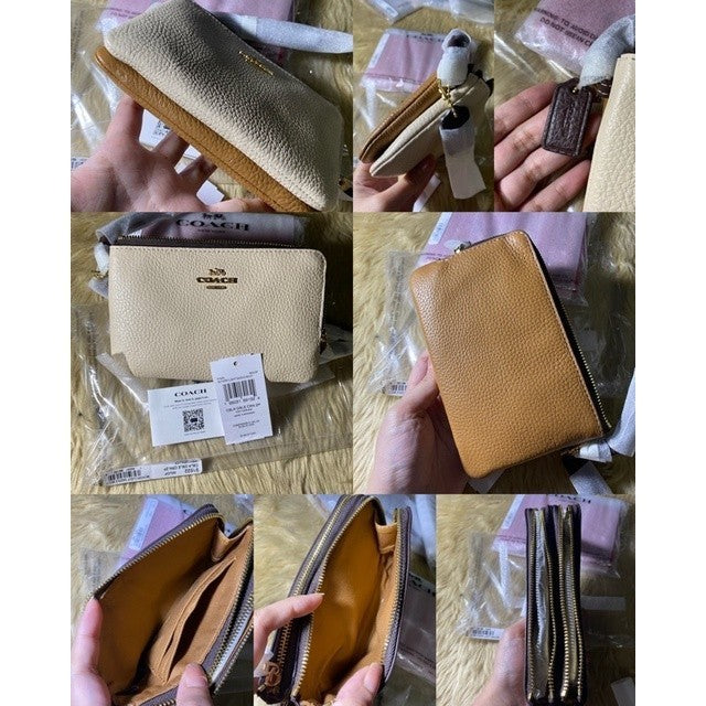 AUTHENTIC COACH Double Corner Zip Medium Wristlet Wallet