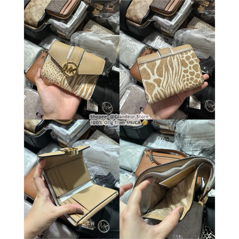 AUTHENTIC/ORIGINAL Michael K0rs MK Carmen Medium Logo and Faux Leather Wallet