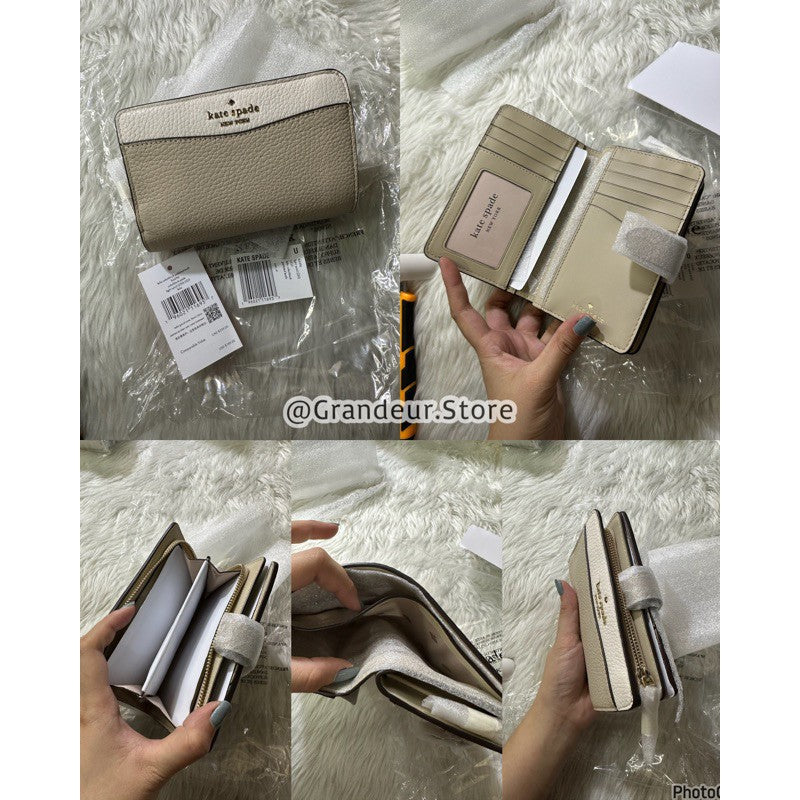 AUTHENTIC/ORIGINAL KateSpade Leila Medium Compartment Bifold Wallet Black Brown Green Beige