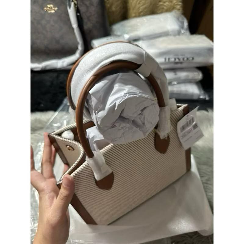 ORIGINAL & IMPORTED Kate Spade KS Ellie Small Tote Brown Beige Bag Canvas