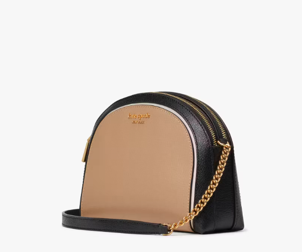 AUTHENTIC/ORIGINAL KateSpade KS Morgan Colorblocked Double-zip Dome Crossbody Bag Beige