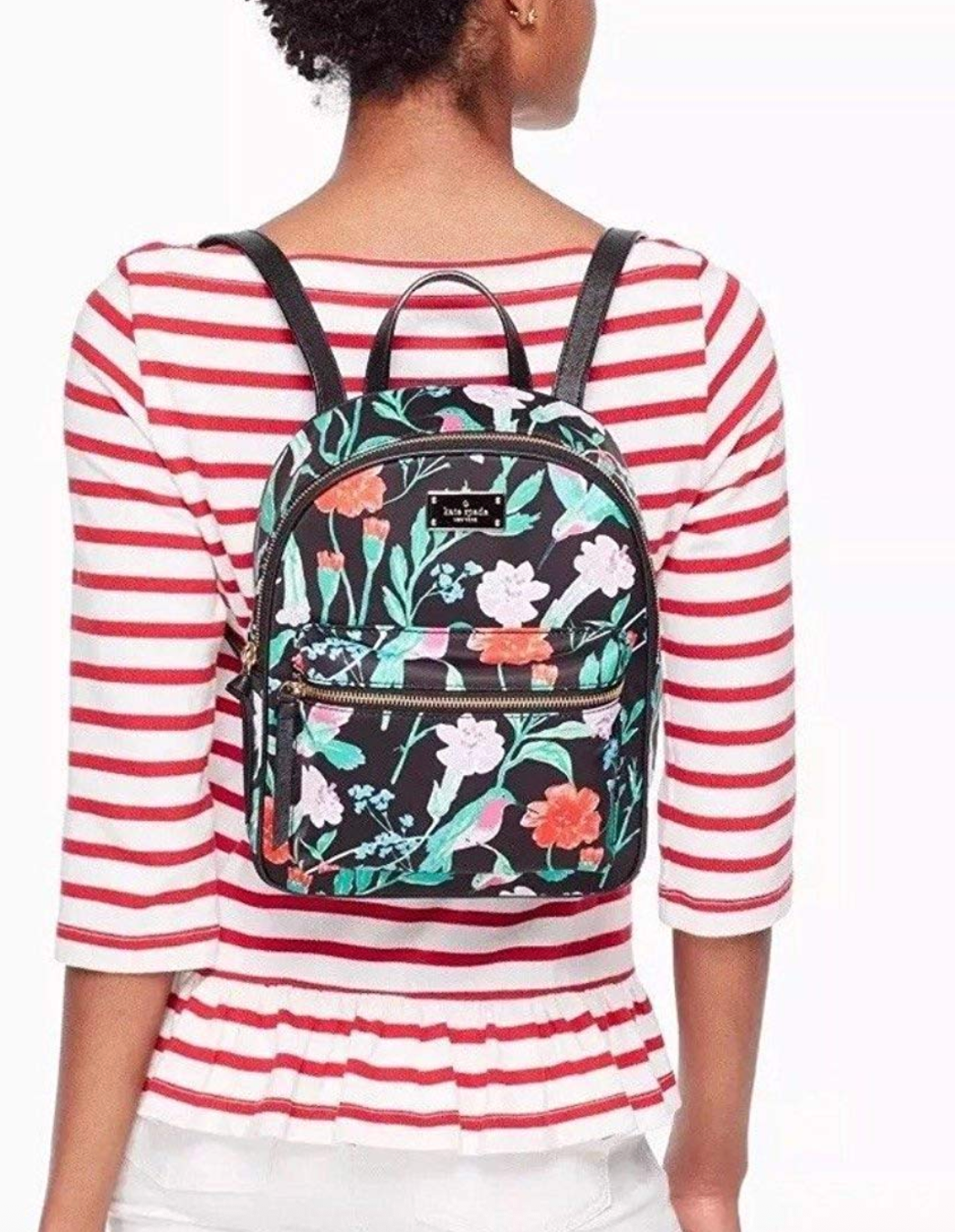 ORIG Preloved KATE SPADE KS Wilson Road Botanical Small Bradley Nylon Floral Green Backpack