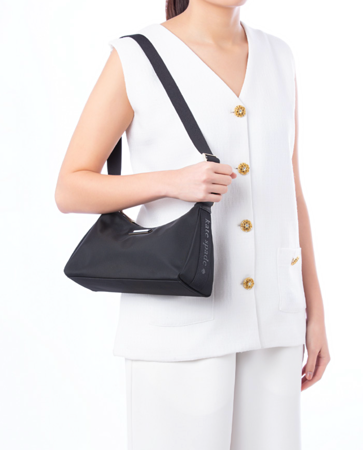 ORIG & IMPORTED Kate Spade KS Carter Small Nylon Shoulder Black Bag