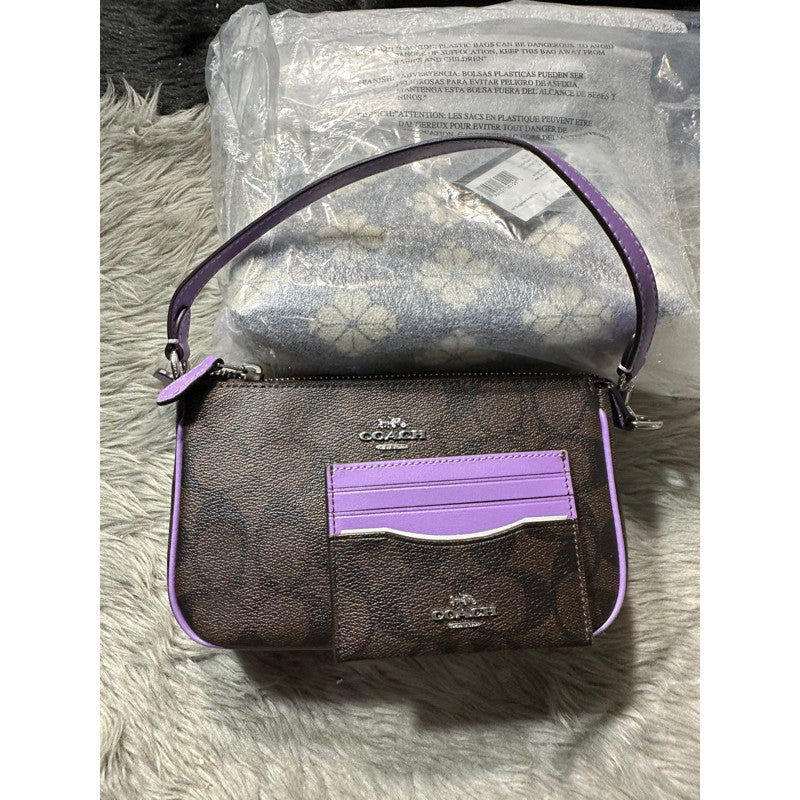 SALE! ❤️ AUTHENTIC/ORIGINAL COACH Nolita 19 In Signature Canvas in Brown/Purple Wristlet Small Bag