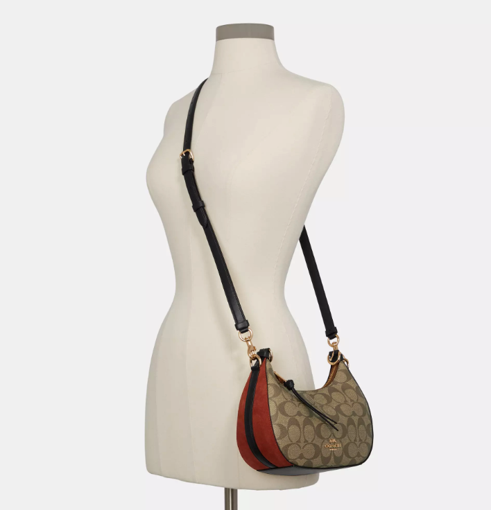 AUTHENTIC/ORIGINAL Preloved Coach Kleo Hobo Bag In Signature Canvas Khaki