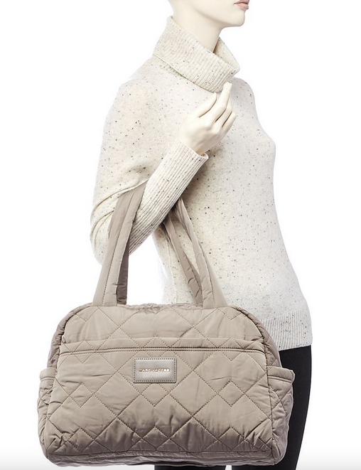 AUTHENTIC/ORIGINAL Marc Jac0bs MJ Quilted Nylon Medium Weekender Travel Baby Bag Bark Pink