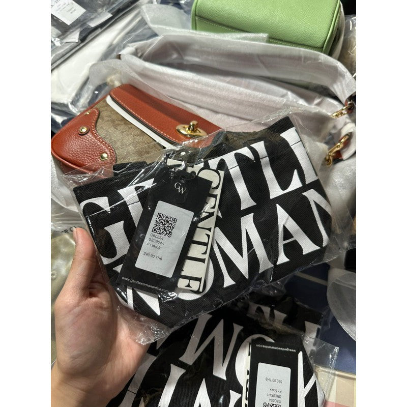 AUTHENTIC/ORIGINAL GENTLE WOMEN GW MICRO MINI CANVAS TOTE BAG BEIGE BLACK