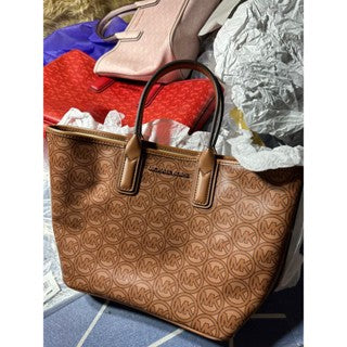 AUTHENTIC Michael K0rs MK Jodie Small Logo Jacquard Tote Bag