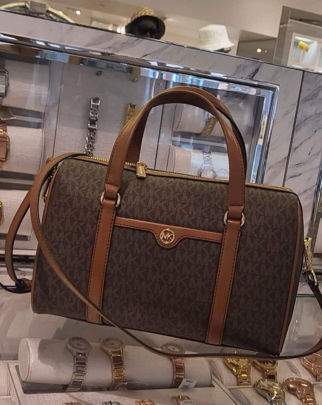 AUTHENTIC/ORIGINAL MK Jet Set Travel Medium Duffle Satchel Crossbody Bag in Brown