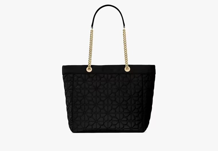 AUTHENTIC/ORIGINAL KATE SPADE KS Spade Flower Quilted Fabric XL Tote - BLACK