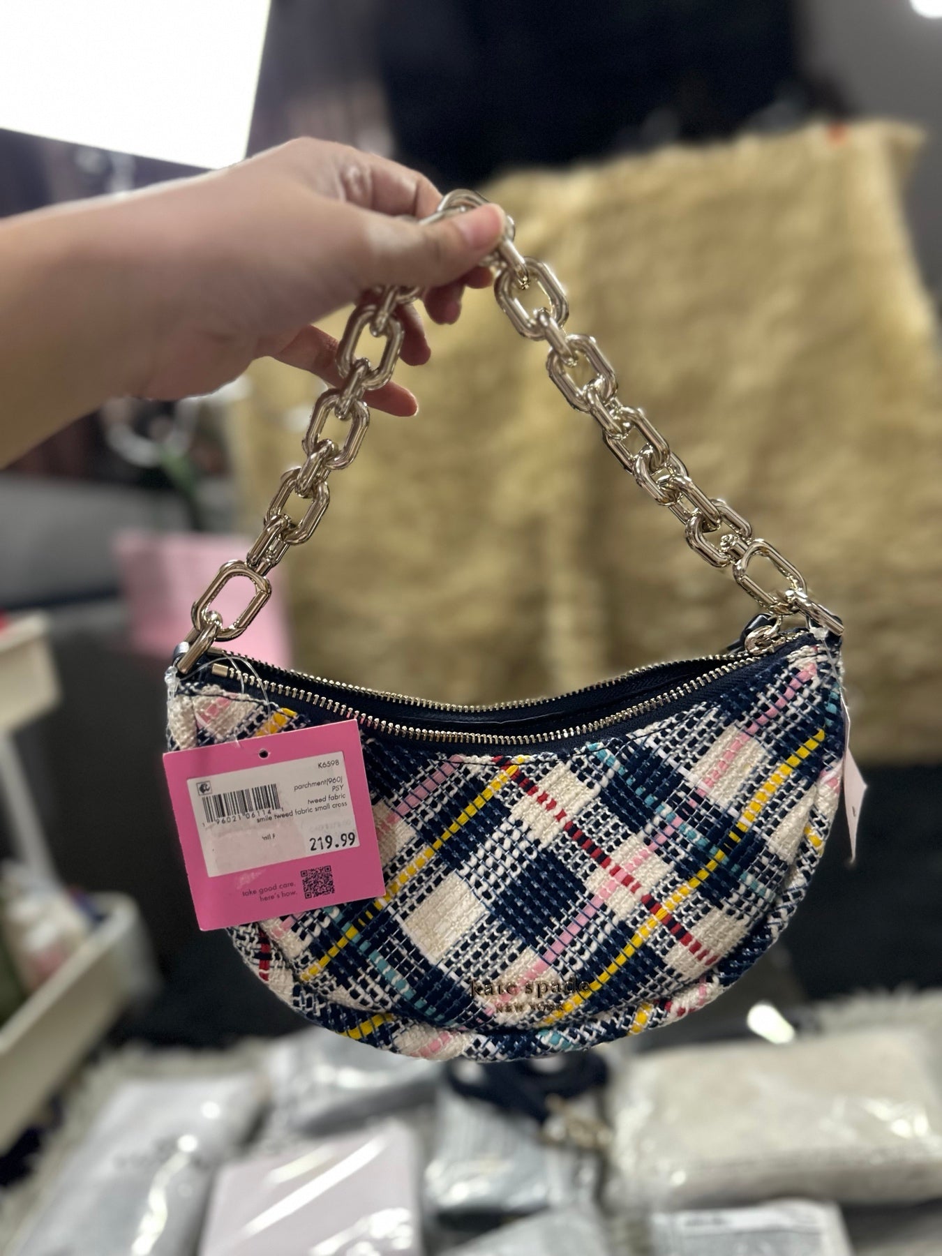 AUTHENTIC/ORIGINAL KateSpade KS Smile Tweed Small Crossbody Bag