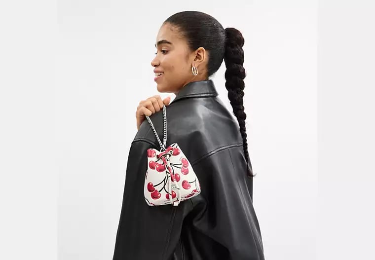 AUTHENTIC/ORIGINAL COACH Drawstring Wristlet With Cherry Print