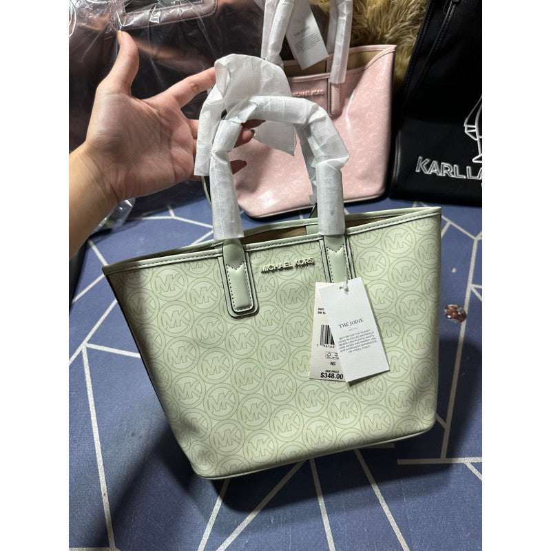 AUTHENTIC Michael K0rs MK Jodie Small Logo Jacquard Tote Bag