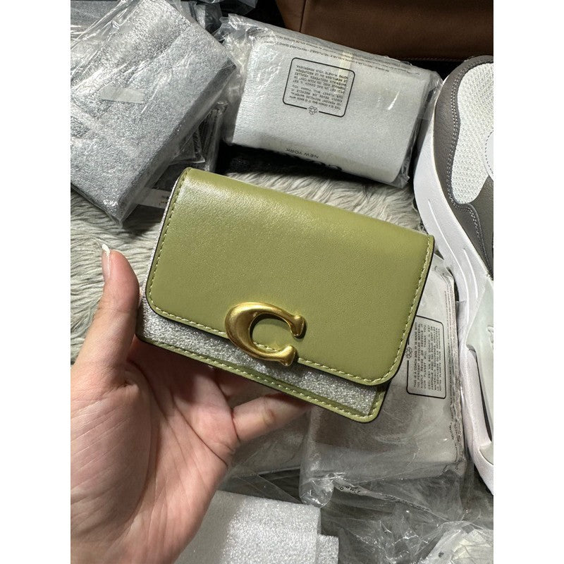 AUTHENTIC/ORIGINAL Coach Retail Bandit Card Case Small Flap Wallet in Brown and Green