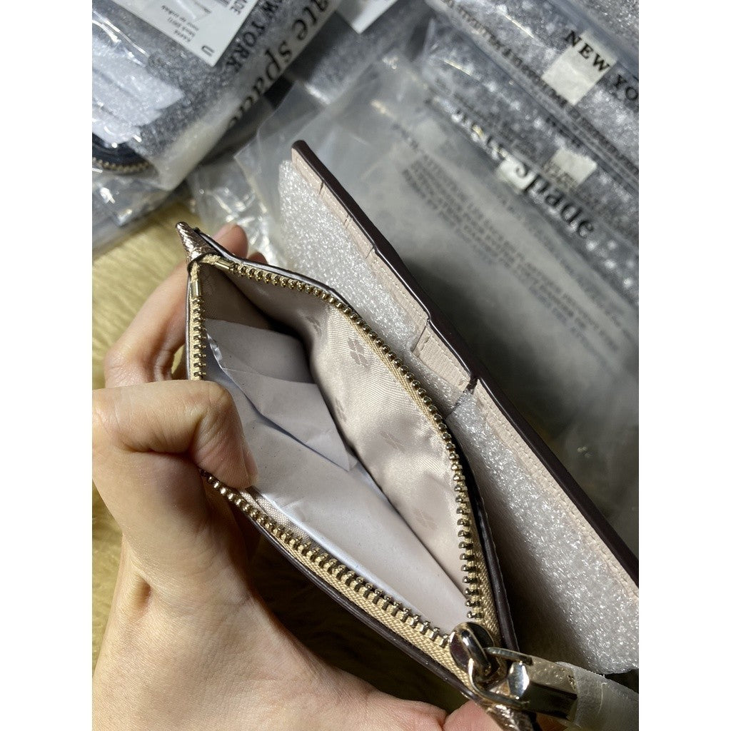 KS spencer metallic small slim bifold wallet in rose gold