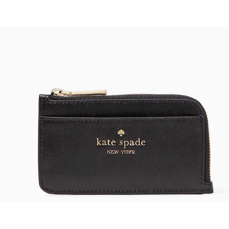 ORIG & IMPORTED KS Madison Top Zip Card Holder Wallet in Black and Beige