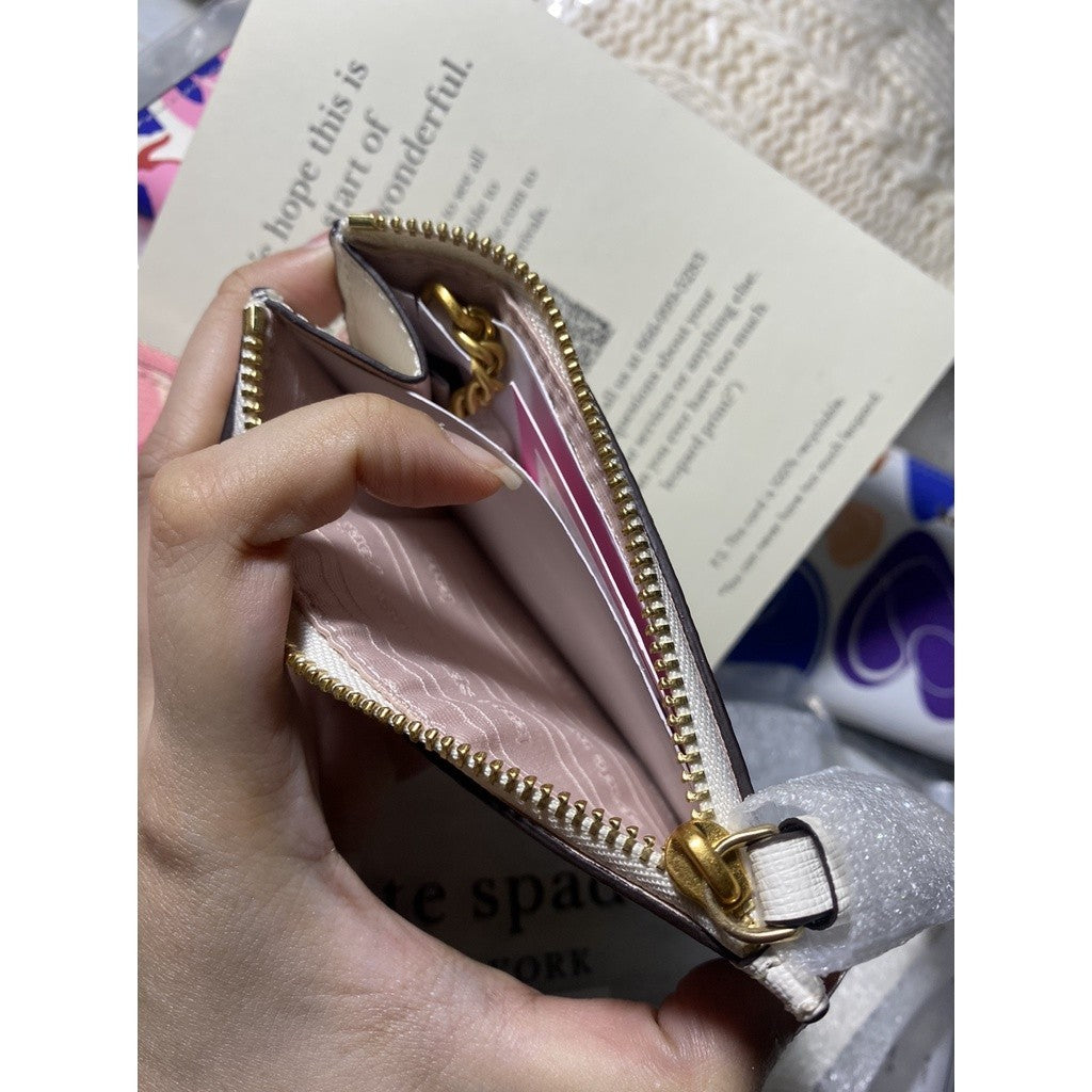 ORIG & IMPORTED KSKS Morgan Bouquet Toss Embossed Card Case Wristlet Wallet in Halo White
