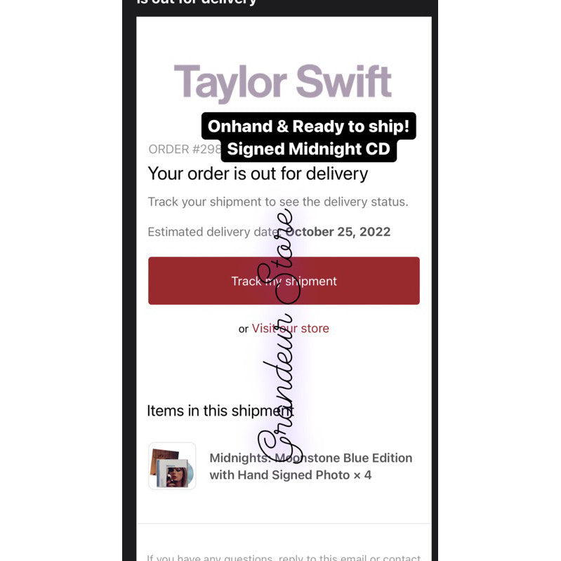 ORIG & IMPORTED Taylor Swift Midnights Moonstone Blue Edition CD with HEART Hand Signed Photo