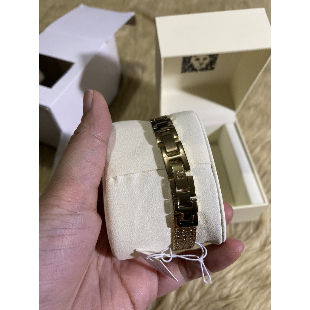 AK Klein Women's Premium Crystal Accented Mesh Bracelet Gold Watch 1906PMGB