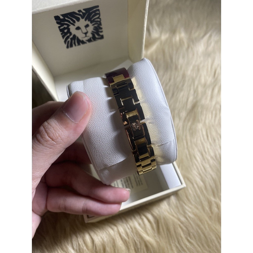 AK Klein Women's AK/1408BYBY Premium Crystal Accented Gold-Tone and Burgundy Watch