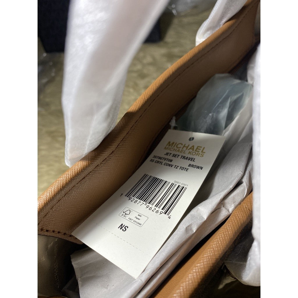 MK Jet Set Travel Extra-Small Logo Top-Zip Tote Bag BROWN