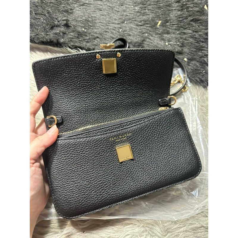 ORIG & IMPORTED TB Britten pebble chain crossbody small bag/purse/wristlet in black