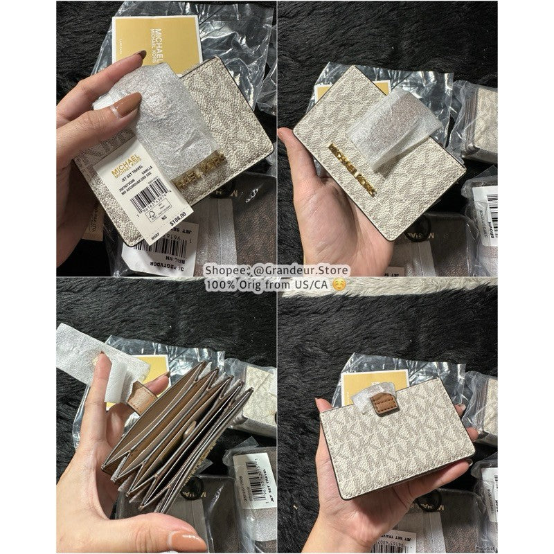 SALE! ORIG & IMPORTED MK Jet Set Medium Logo Accordion Card Case Wallet