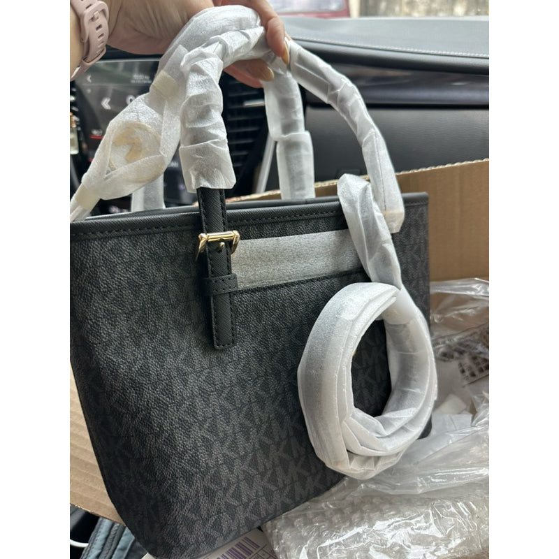 SALE! MK Jet Set Travel Extra-Small Logo Top-Zip Tote Bag BLACK
