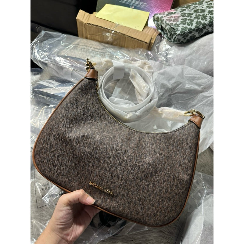 ORIG & IMPORTED MK Cora Large Signature Logo Shoulder Bag BROWN