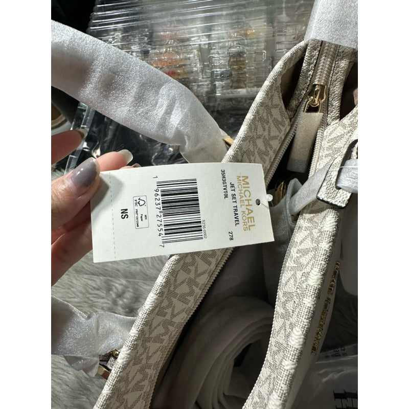 ORIG & IMPORTED MK Jet Set Travel Extra-Small Top-Zip Tote Bag White