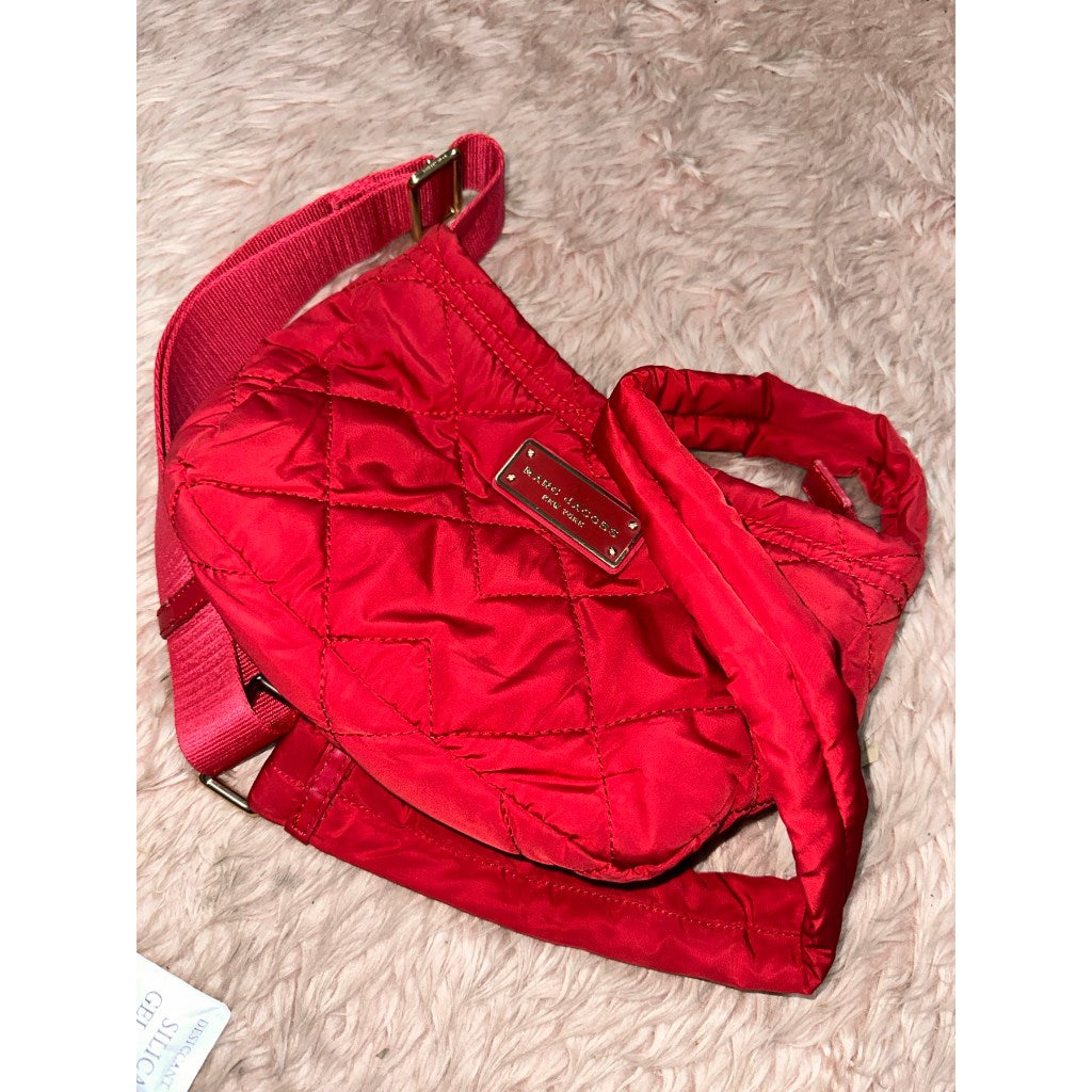 ORIG Preloved MJ Quilted Nylon Crossbody Small Bag in Cherry Red