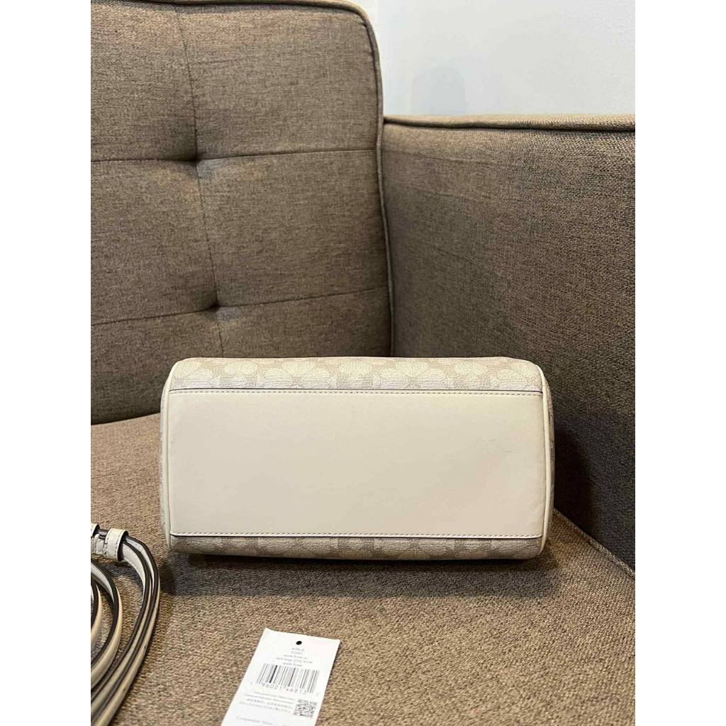 ORIG Preloved KS Flower Medium Dolly Duffle Crossbody Beige Bag