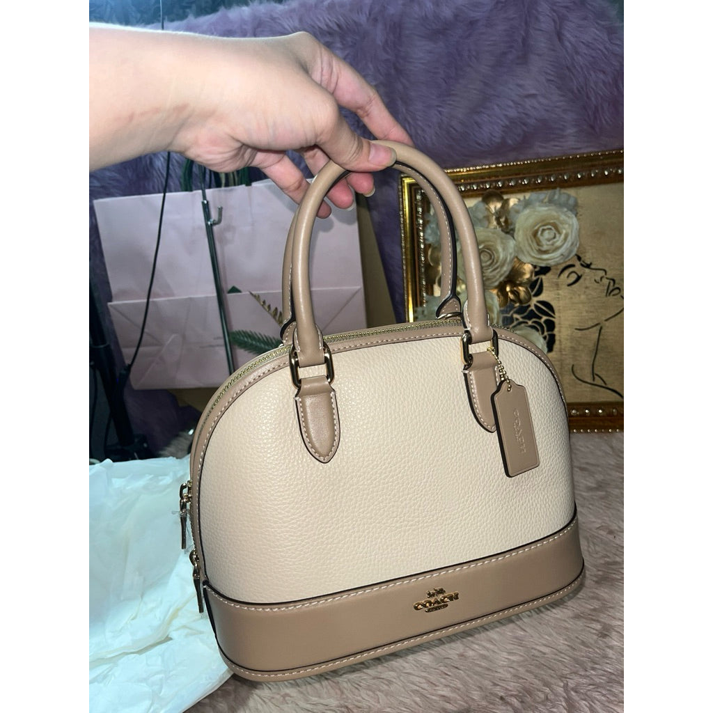 AUTHENTIC/ORIGINAL CCH Sabrina Satchel Bag In Colorblock Beige Taupe