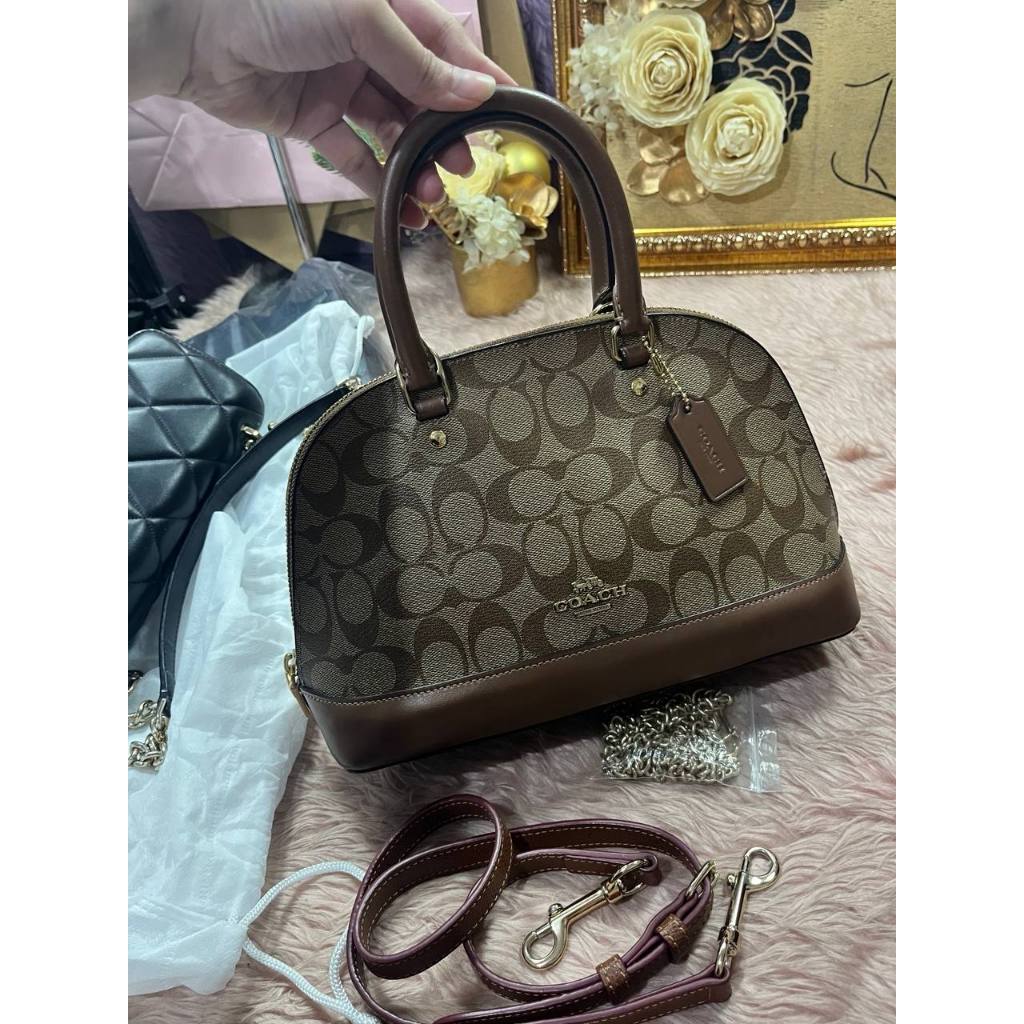 ORIG Preloved CCH Mini Sierra Satchel Signature Khaki Saddle Brown Bag