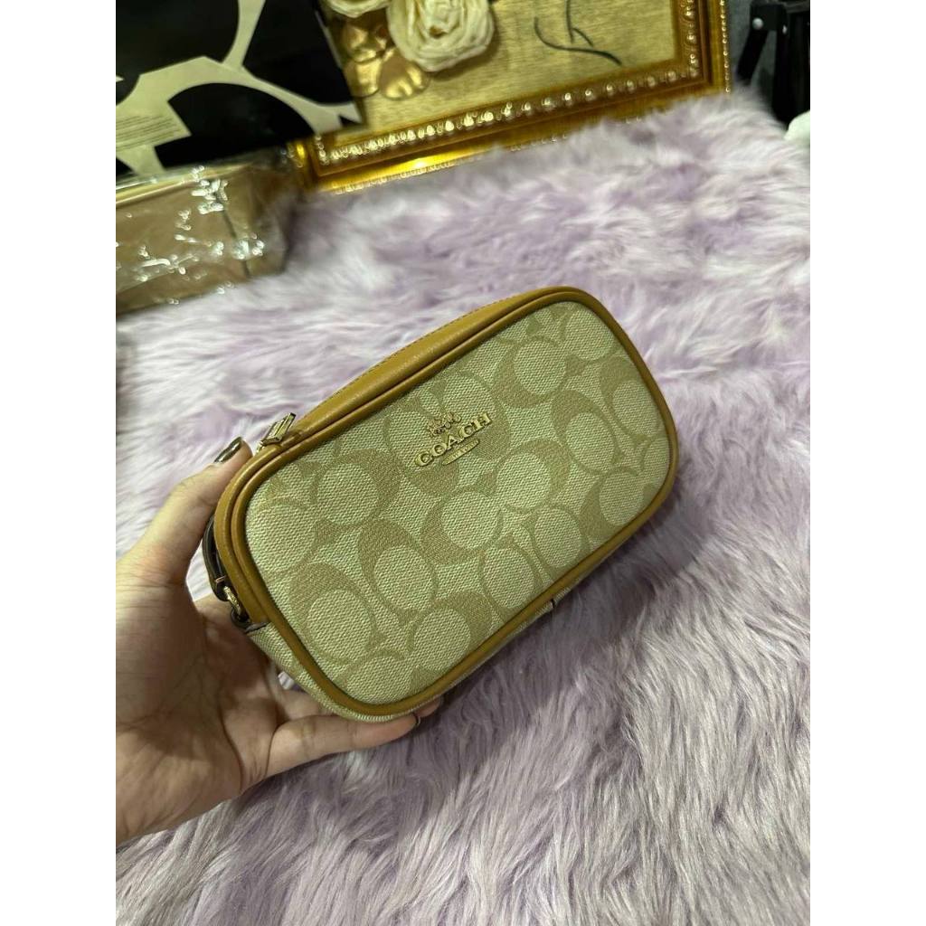 ORIG Preloved CCH Jamie Wristlet In Khaki Saddle Brown Small Bag