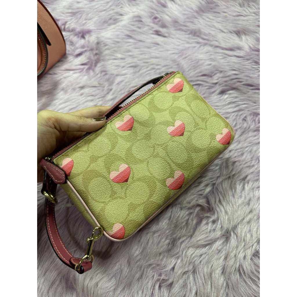 ORIG Preloved CCH Nolita 19 In Signature Canvas With Stripe Heart Print Small Bag