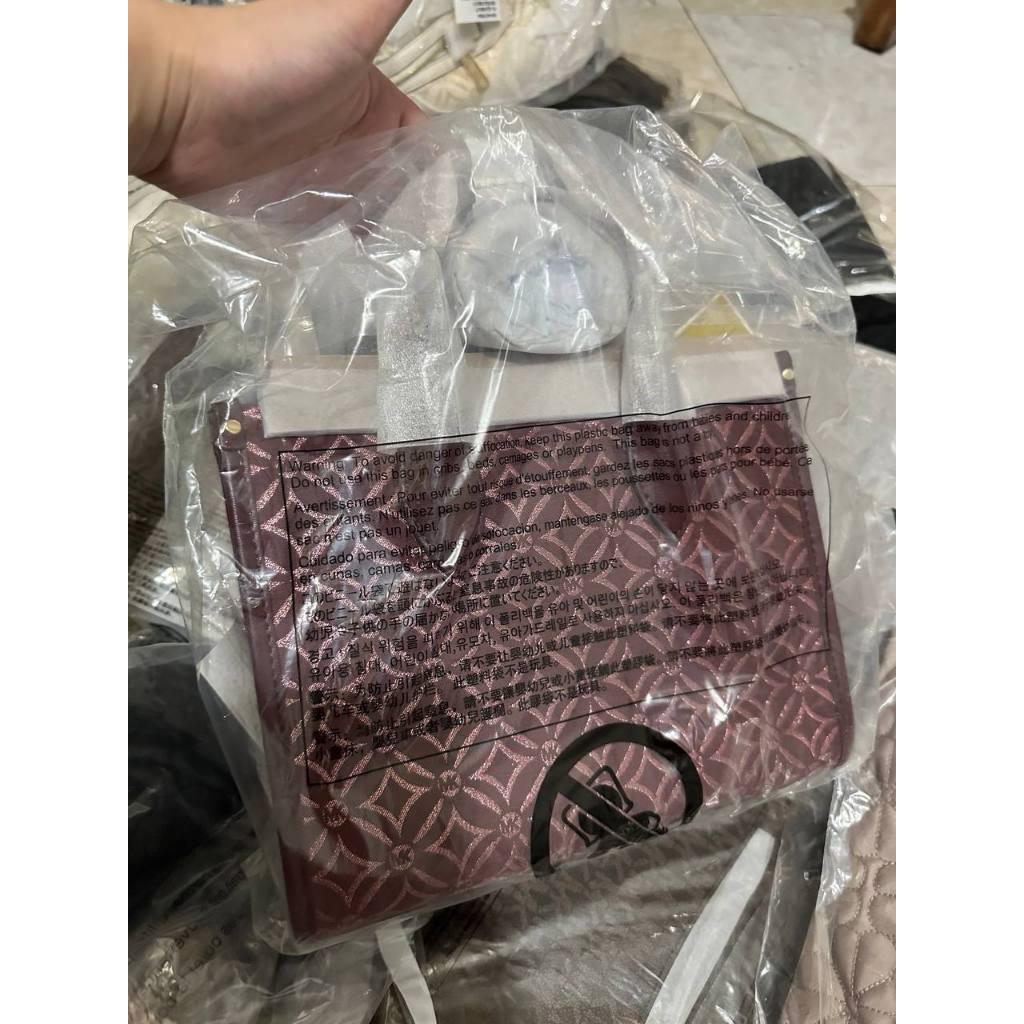 ORIG & IMPORTED MK Small Mirella Satchel Bag Graphic Logo Glitter Maroon Oxblood