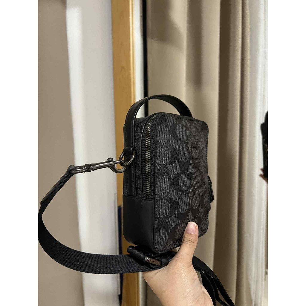 ORIG Preloved CCH Top Handle Crossbody In Signature Canvas Men Black Small Bag