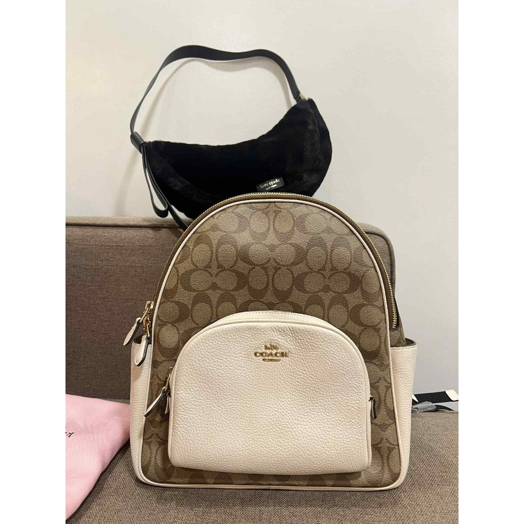 ORIG Preloved CCH Medium Court Backpack In Signature Canvas Khaki/White Bag