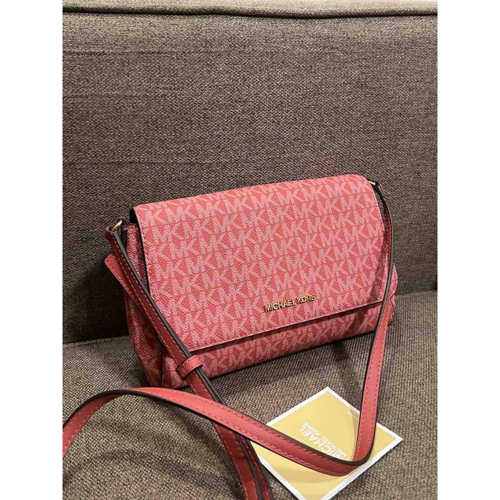 ORIG Preloved MK Medium Logo Convertible Crossbody Phone Pink Bag