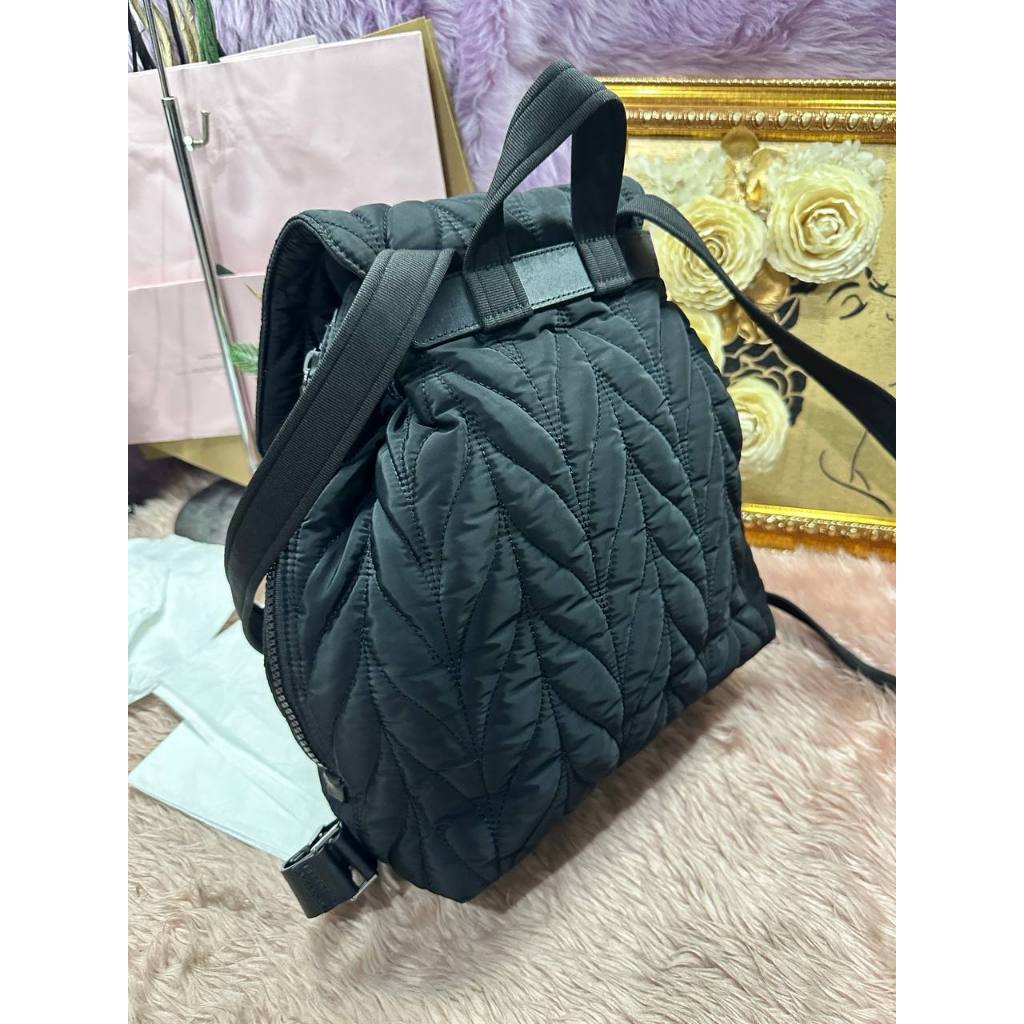 ORIG Preloved KS Ellie Large Flap Backpack Nylon Black Bag