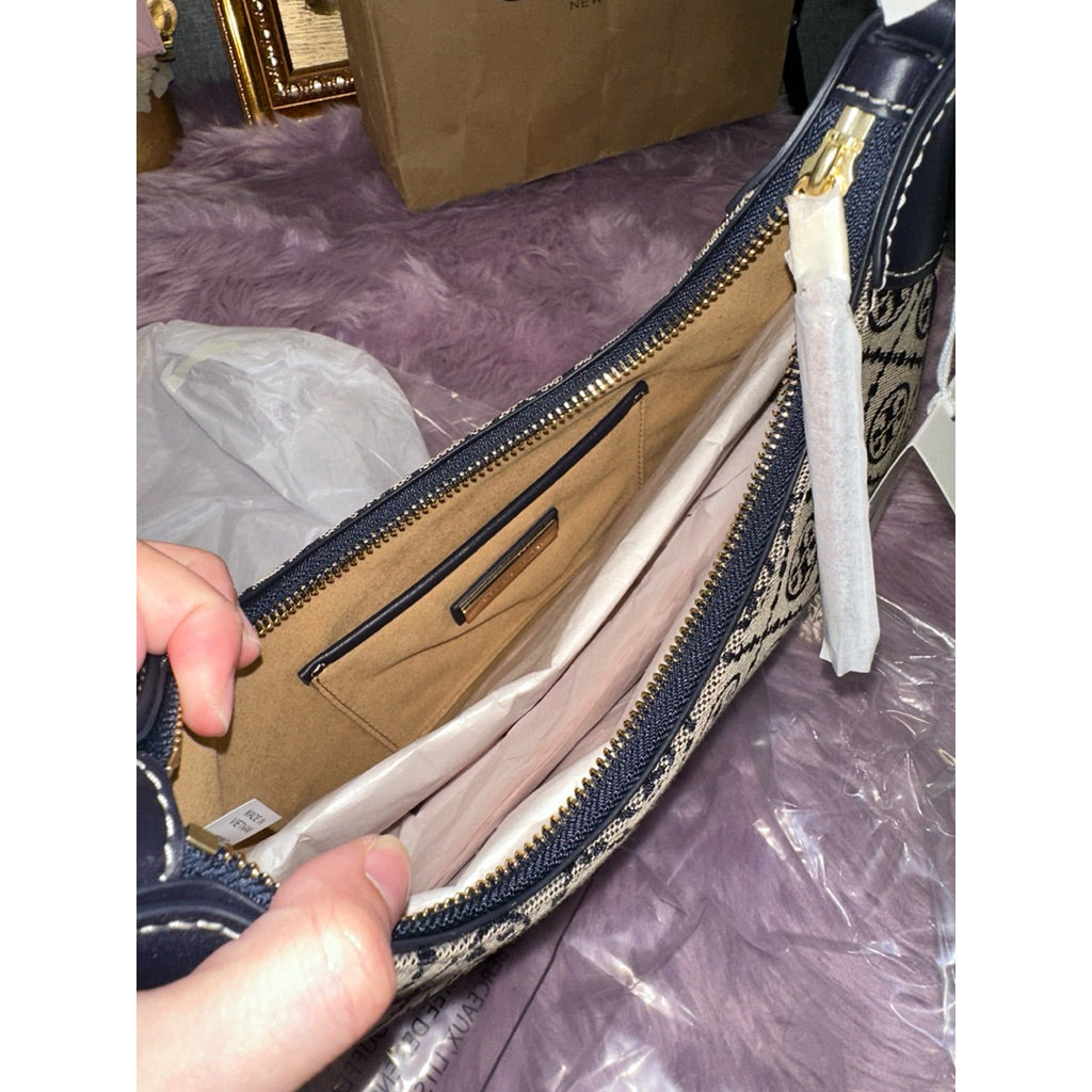 ORIG & IMPORTED TB T Monogram Crescent shoulder bag Blue