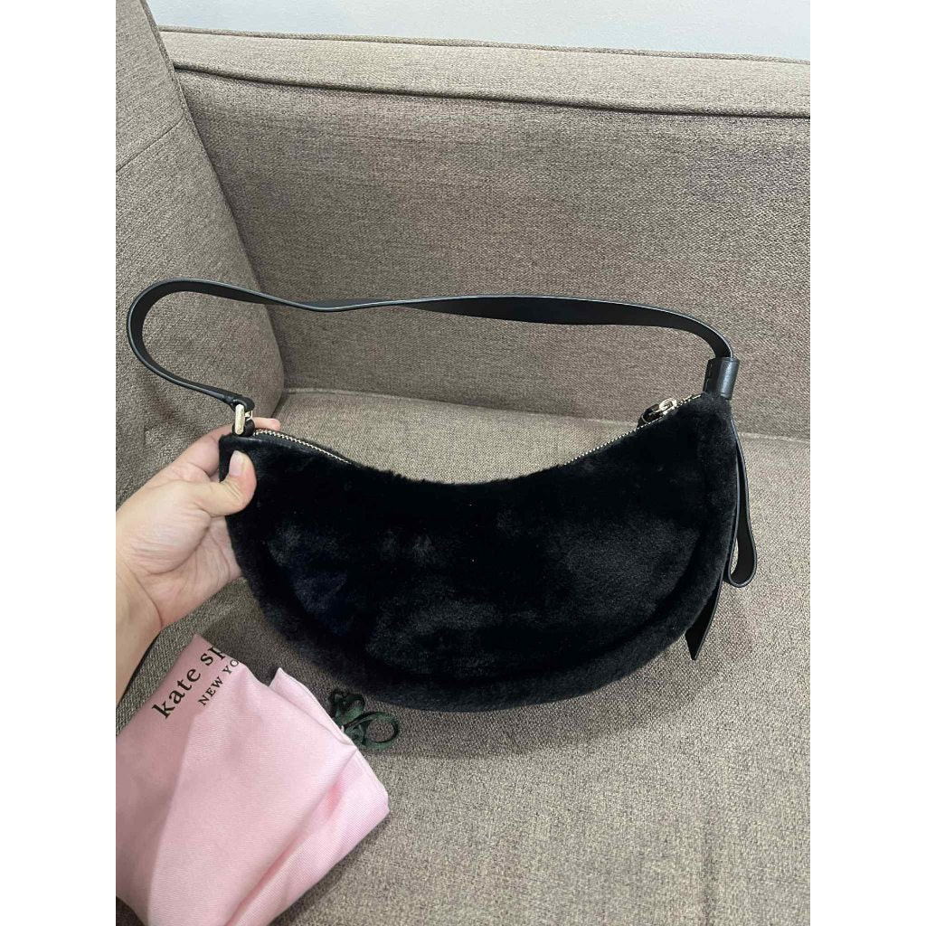 ORIG Preloved KS Smile Faux-fur Small Shoulder Bag Black